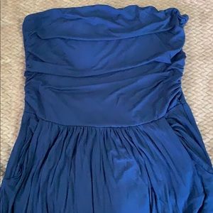 Strapless navy maxi dress